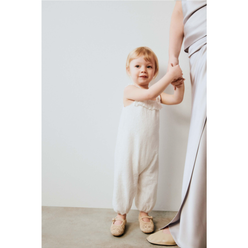 Zara RUFFLED EMBROIDERED OVERALLS