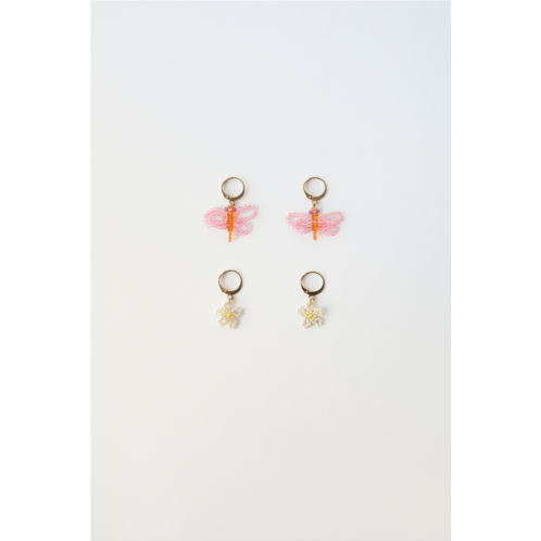 Zara TWO-PACK OF FLORAL AND DRAGONFLY EARRINGS