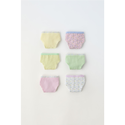 Zara 2-6 YEARS/ SIX-PACK OF STRUCTURED AND FLORAL UNDERWEAR
