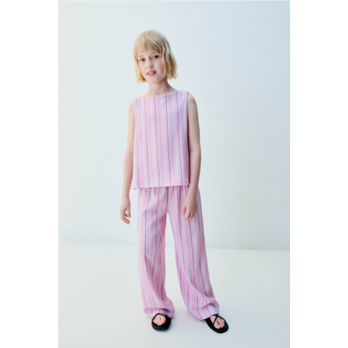 Zara TEXTURED STRIPED TOP AND PANTS MATCHING SET