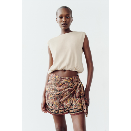 Zara PRINTED SKORT WITH KNOT