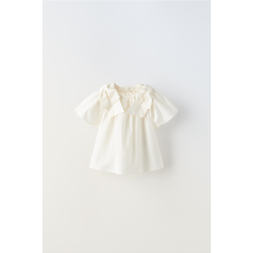 Zara POPLIN BLOUSE WITH BOWS