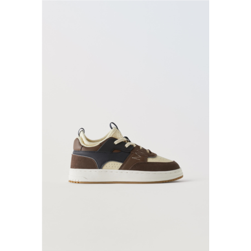 Zara MULTIPIECED LEATHER DETAIL SNEAKERS