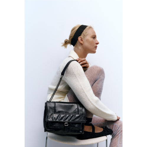 Zara WRINKLE LOOK ROCKER CROSSBODY BAG