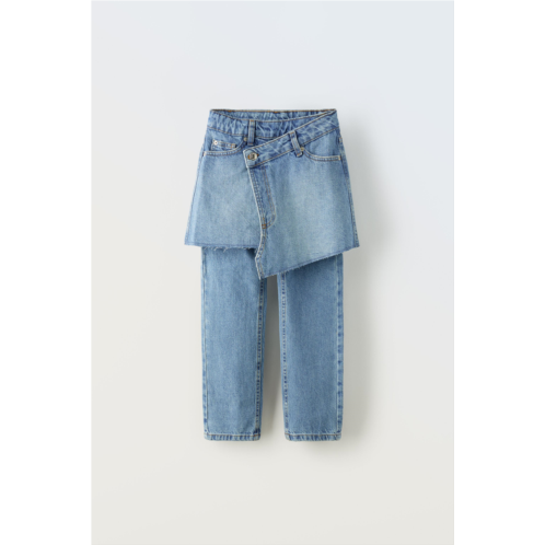 Zara SKIRTED STRAIGHT FIT JEANS