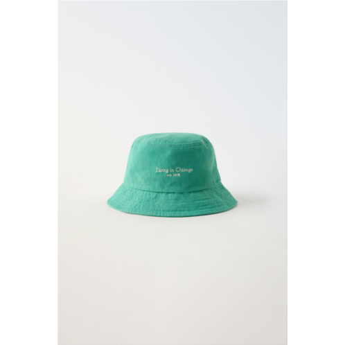 Zara EMBROIDERED TEXT BUCKET HAT