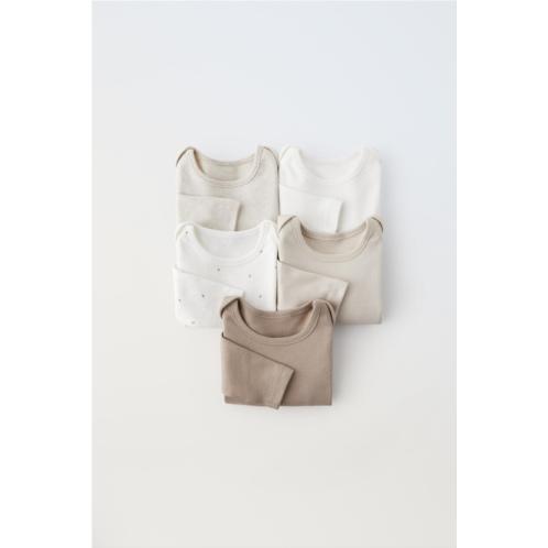 Zara FIVE-PACK OF TOAST COLORED BODYSUITS