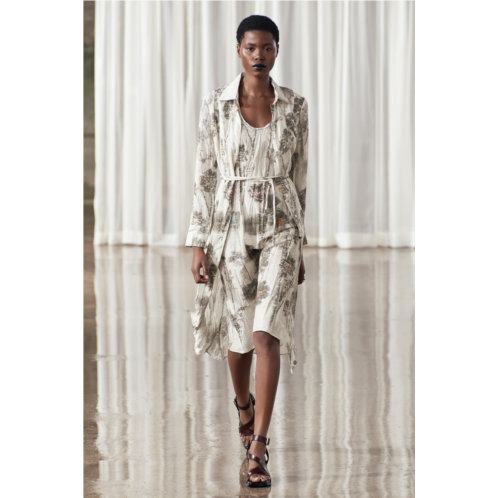 Zara PRINTED 100% RAMIE SHIRT DRESS ZW COLLECTION