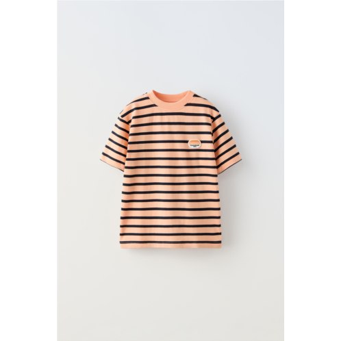 Zara PATCH STRIPED T-SHIRT