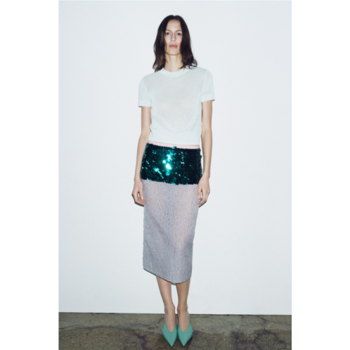 Zara CONTRAST SEQUIN SKIRT LIMITED EDITION