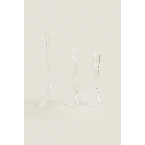Zara RAISED DESIGN GLASS CANDLESTICK