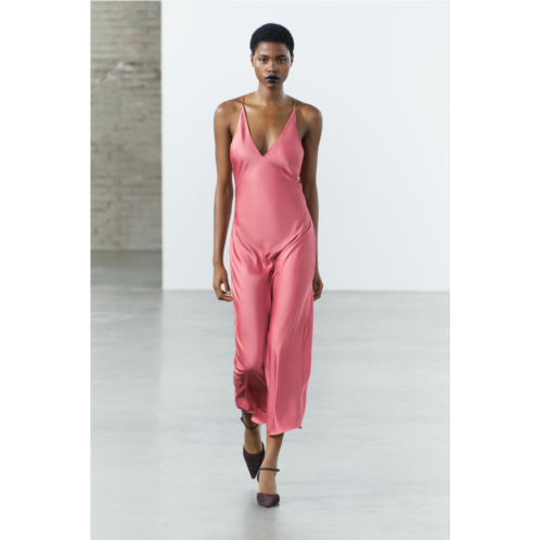 Zara SATIN SLIP DRESS WITH CRISS-CROSS BACK