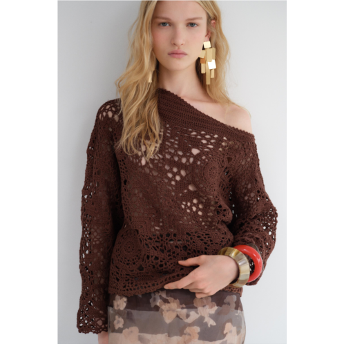 Zara CROCHET SWEATER WITH ASYMMETRIC NECKLINE