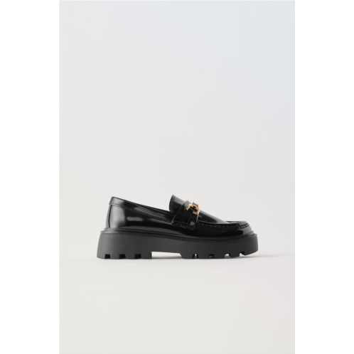 Zara FAUX PATENT LEATHER PENNY LOAFERS
