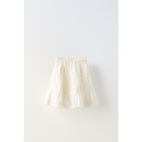 Zara EMBROIDERED EYELET SKIRT