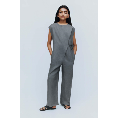 Zara LINEN JUMPSUIT WITH BOWS