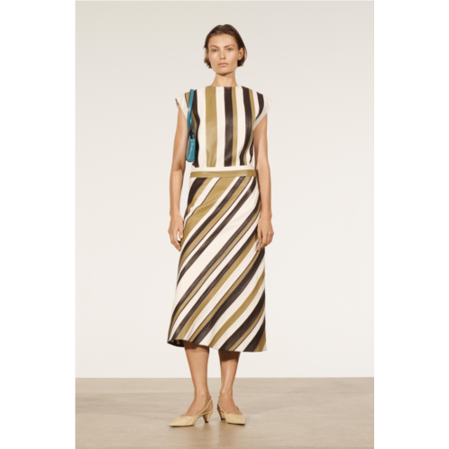 Zara STRIPED LEATHER TOP LIMITED EDITION