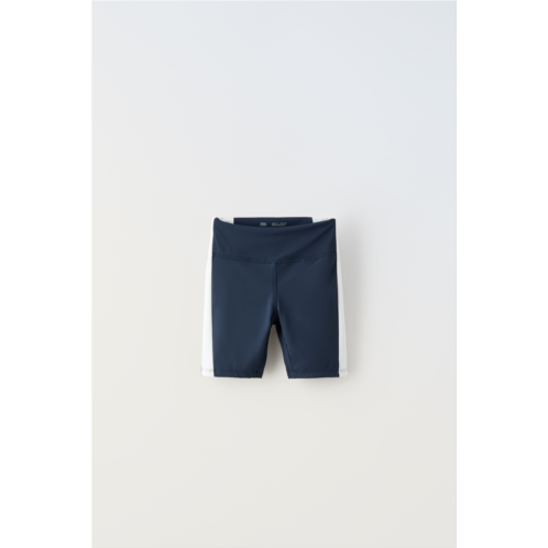 Zara CONTRASTING COLOR SIDE BAND TECHNICAL FABRIC BIKE SHORTS
