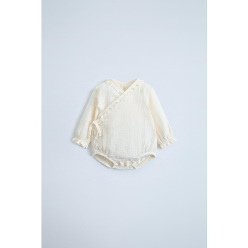 Zara LITTLE RUFFLE MUSLIN WRAP BODYSUIT