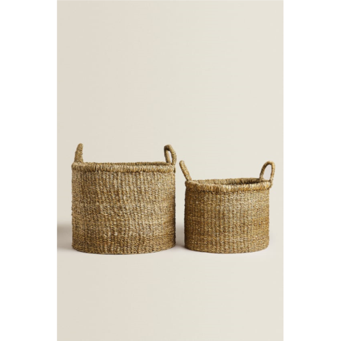Zara LARGE SEAGRASS BASKET WITH HANDLES