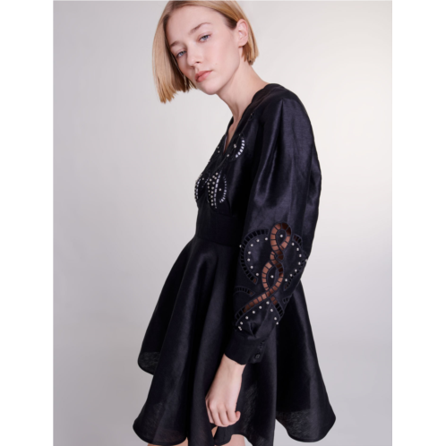 Maje Short embroidered linen dress