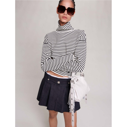 Maje Black denim-effect mini skirt