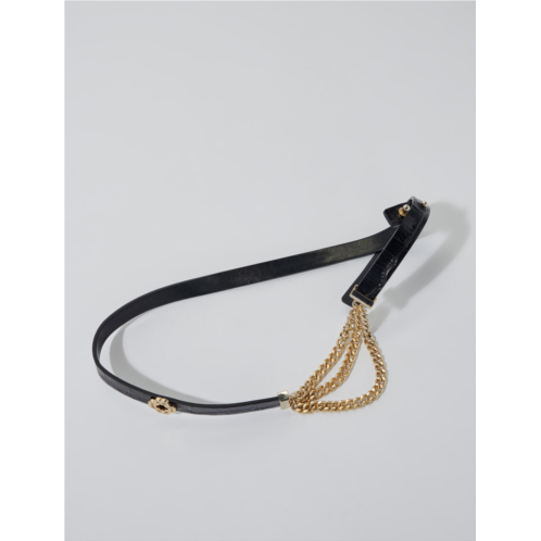 Maje Clover leather and chain belt