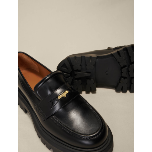 Maje Leather platform loafers