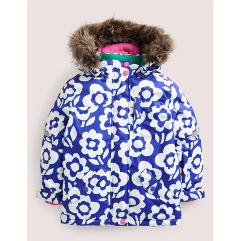 Boden All-weather Waterproof Jacket - Ivory/Bluing Blue Floral