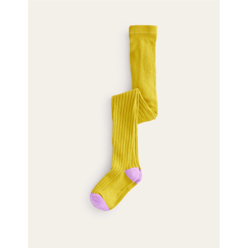 Boden Ribbed Tights - Oil Yellow