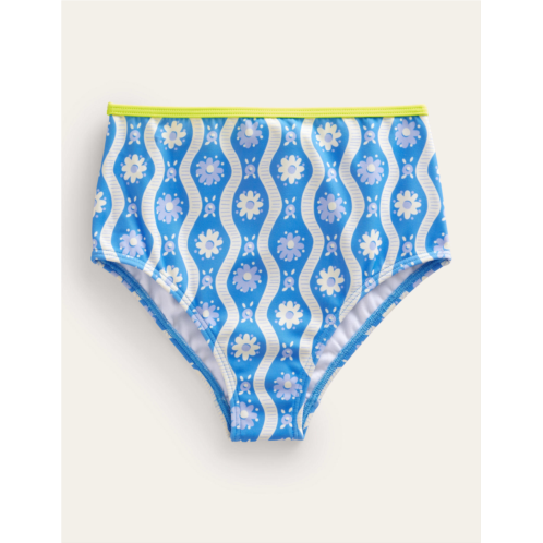 Boden High Waisted Bikini Bottoms - Penzance Blue Daisy Wave