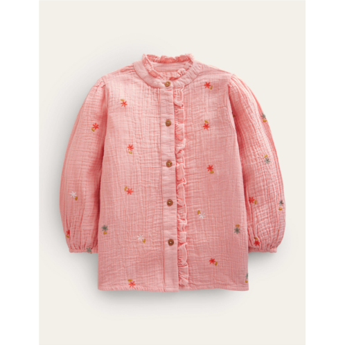 Boden Double Cloth Embroidered Top - Dusty Pink Floral