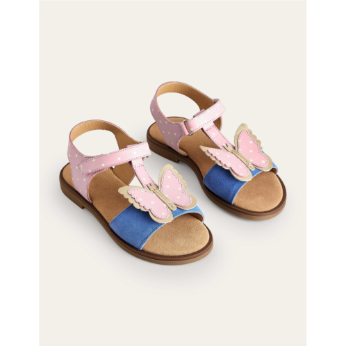 Boden Fun Leather Sandals - Cameo Pink Butterfly