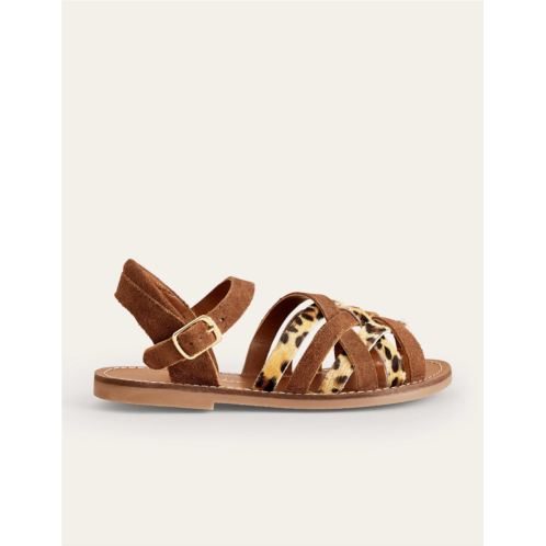 Boden Strappy Sandals - Brown/Animal Combo