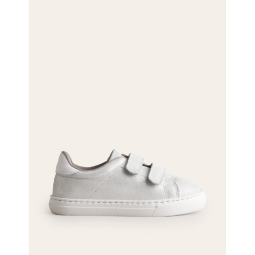 Boden Leather Double Strap Low Top - Silver