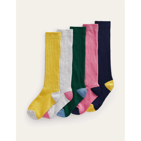 Boden Ribbed Knee High Socks 5 pack - Multi