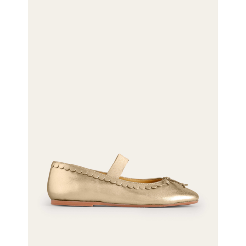 Boden Leather Ballet Flats - Gold Metallic
