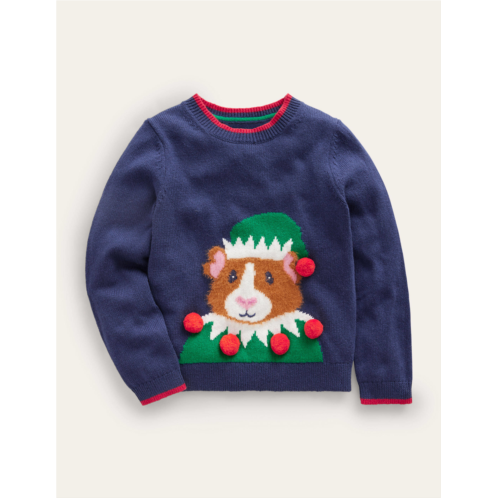 Boden Novelty Sweater - College Navy Guinea Pig
