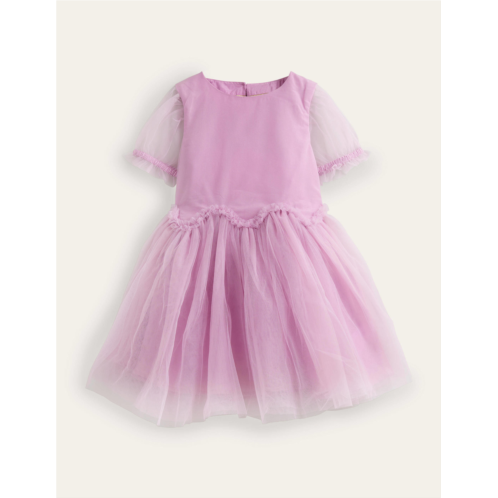 Boden Tulle Ruffle Waist Dress - Lilac Blush