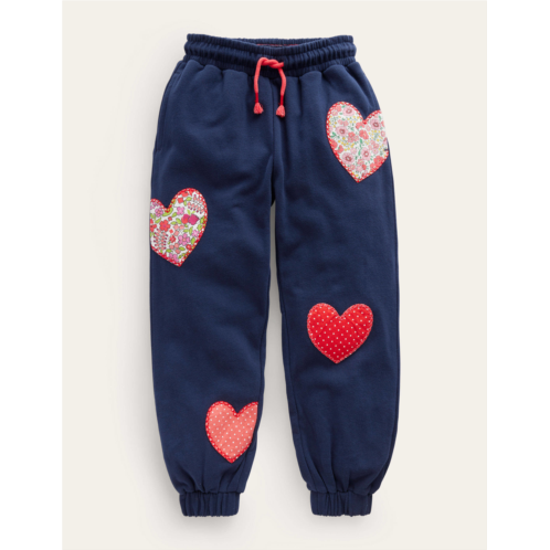 Boden Applique Joggers - French Navy Hearts