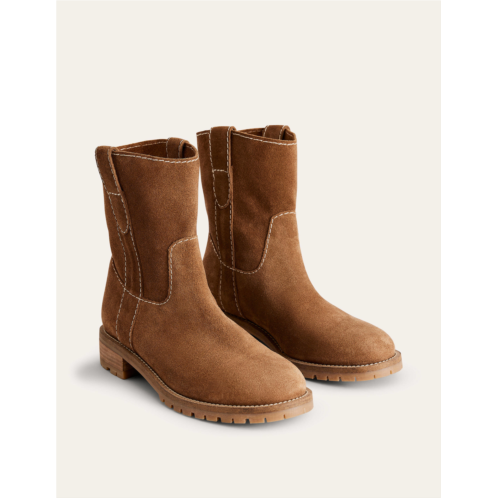 Boden Western Suede Ankle Boots - Tan Suede