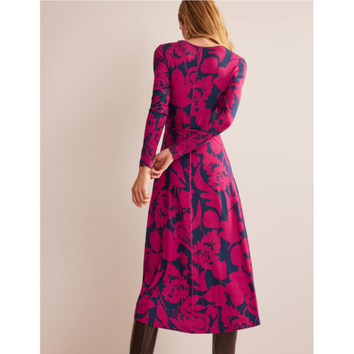 Boden Lucy Jersey Midi Dress - Warm Cranberry, Tulip Bloom