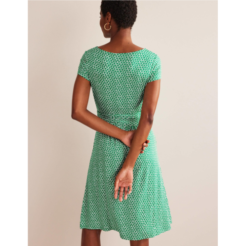 Boden Amelie Jersey Dress - Meadow Green, Daisy Bud