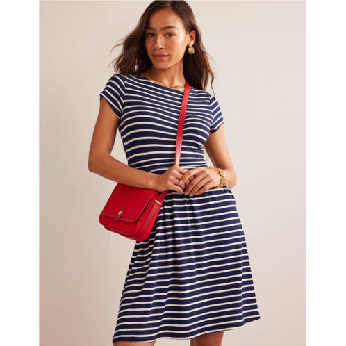 Boden Amelie Jersey Dress - Navy, Ivory Stripe