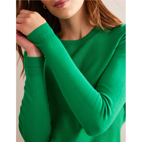 Boden Catriona Cotton Crew Jumper - Meadow Green