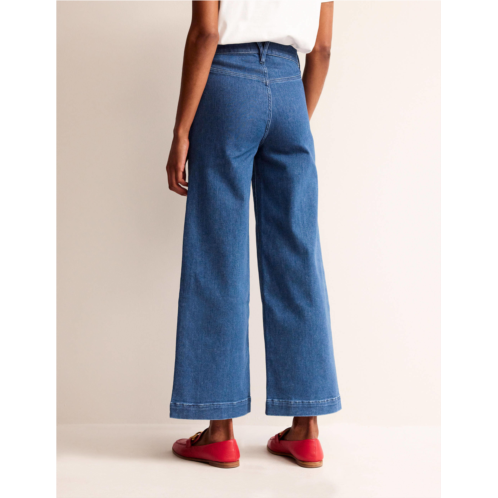 Boden High Rise Seam Wide Leg Jeans - Vintage Blue