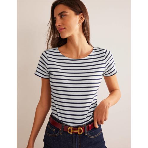 Boden Ella Short Sleeve Breton - Ivory, Navy