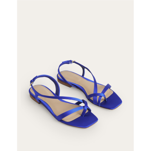 Boden Satin Toe Loop Flat Sandals - Bright Blue Satin
