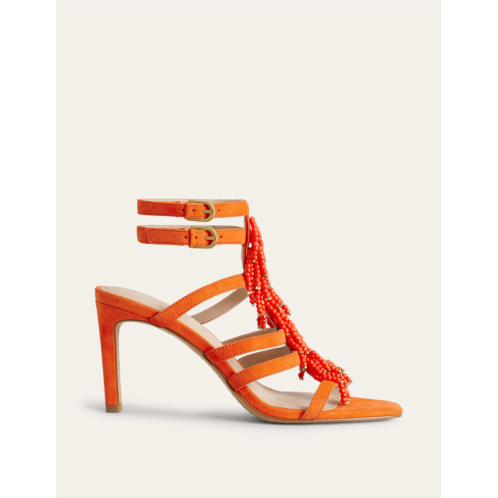 Boden Beaded Heeled Sandals - Blood Orange