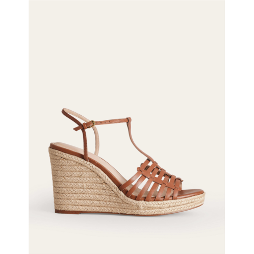 Boden Strappy Espadrille Wedges - Tan